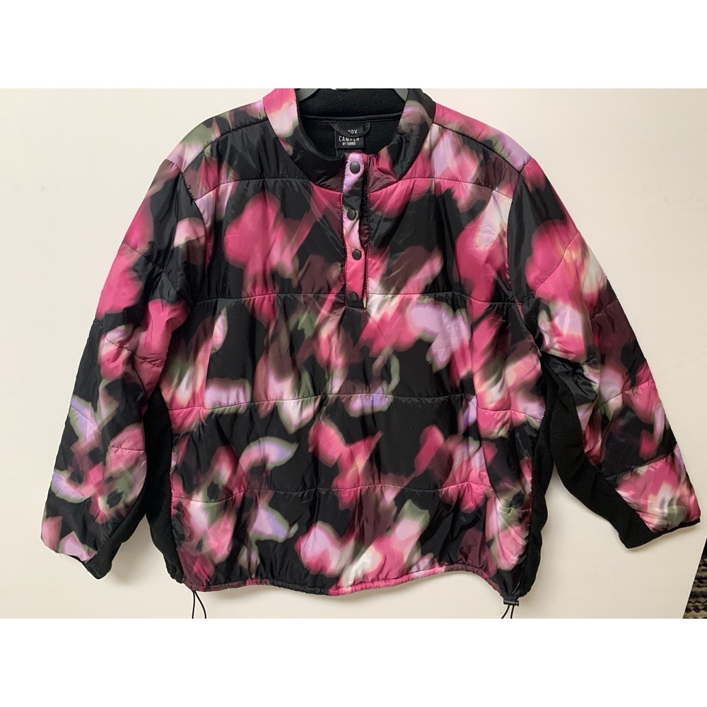 Torrid Happy Camper 2 ( 18/20) Pink Black Puffer Pullover Jacket Colorful